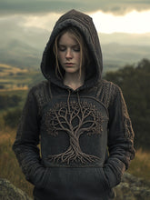 Frauenbaum des Lebens bestickte gewaschene Hoodie